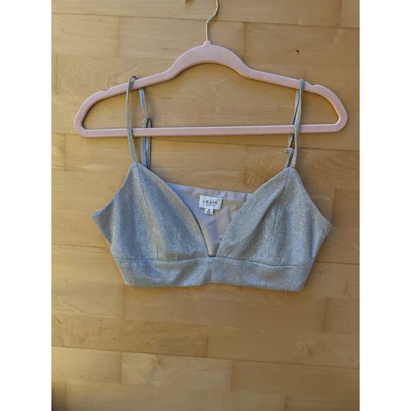 La lis Shimmer Bralette Silver Crop Top M - Picture 2 of 3
